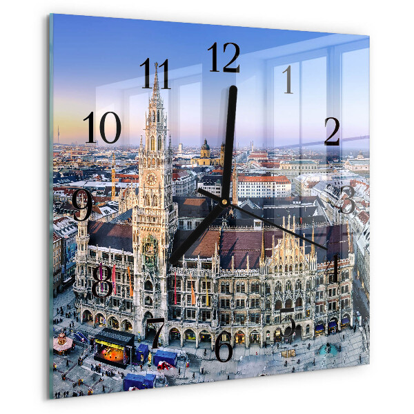 Vierkante glazen wandklok Horizon