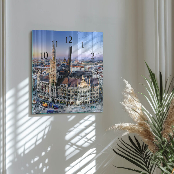 Vierkante glazen wandklok Horizon