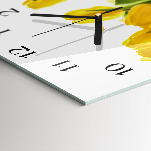 Vierkante glazen wandklok Tulpen