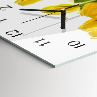 Vierkante glazen wandklok Tulpen