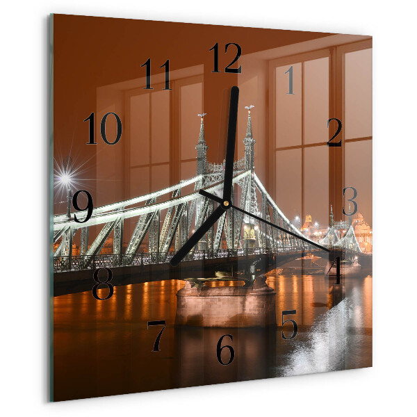 Vierkante glazen wandklok Brug