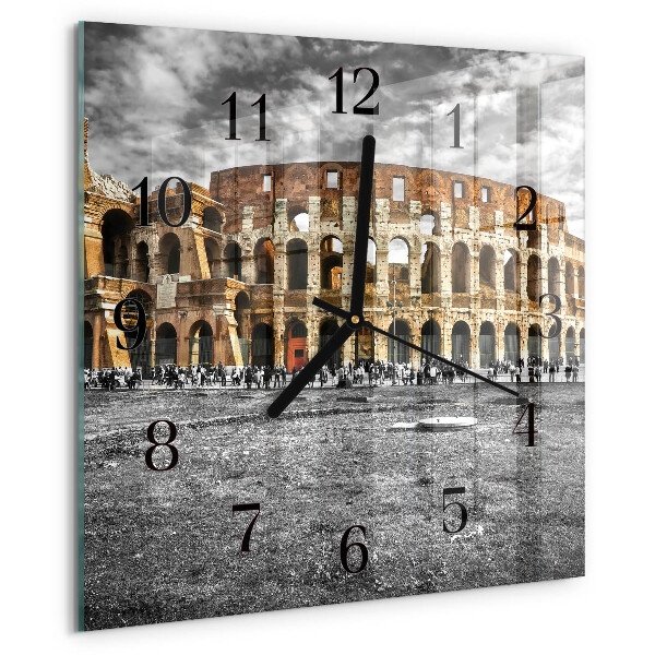 Vierkante glazen wandklok Colosseum