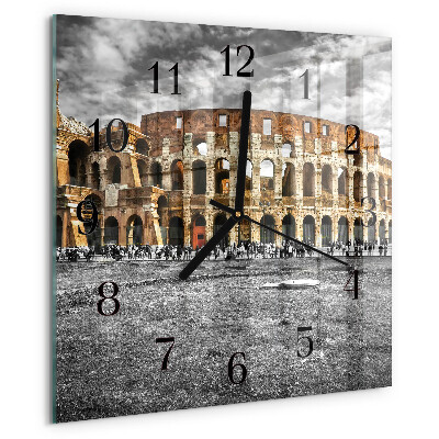 Vierkante glazen wandklok Colosseum