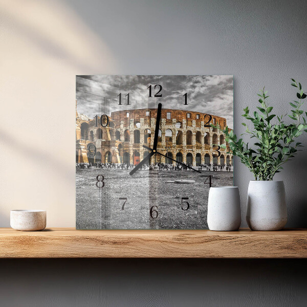 Vierkante glazen wandklok Colosseum