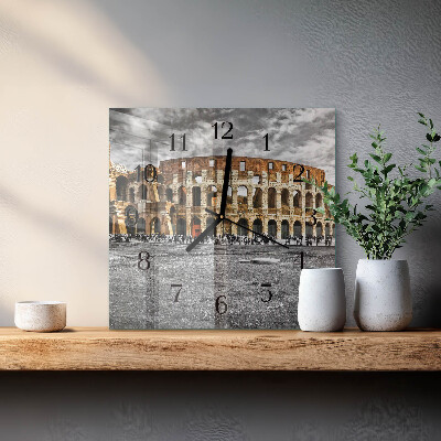 Vierkante glazen wandklok Colosseum