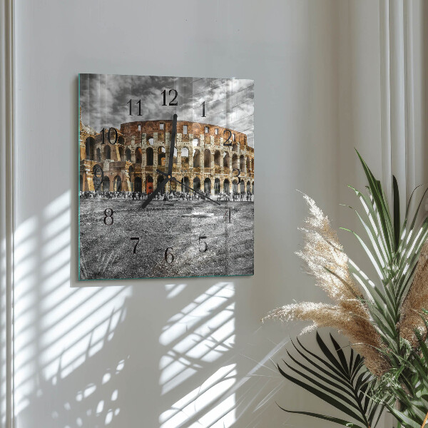 Vierkante glazen wandklok Colosseum