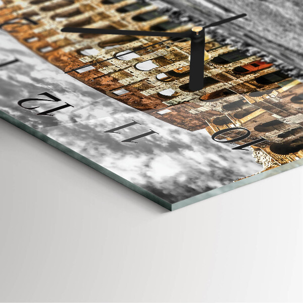 Vierkante glazen wandklok Colosseum