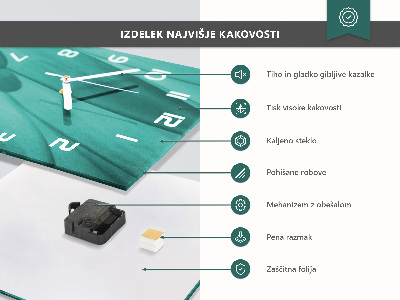 Vierkante glazen wandklok Kosmos