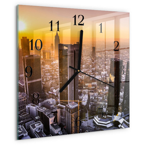 Vierkante glazen wandklok Zonsondergang