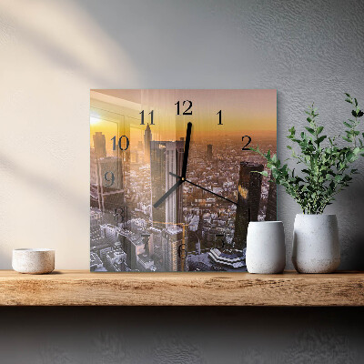Vierkante glazen wandklok Zonsondergang