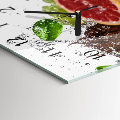 Vierkante glazen wandklok Fruit