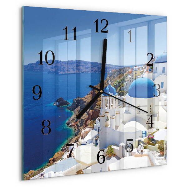 Vierkante glazen wandklok Santorini