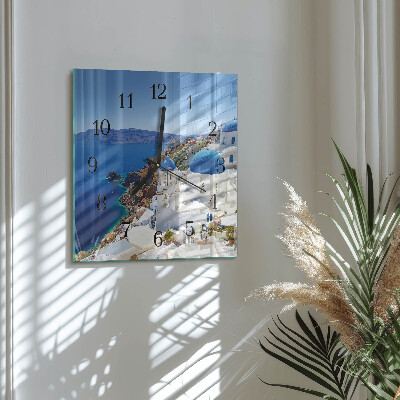 Vierkante glazen wandklok Santorini