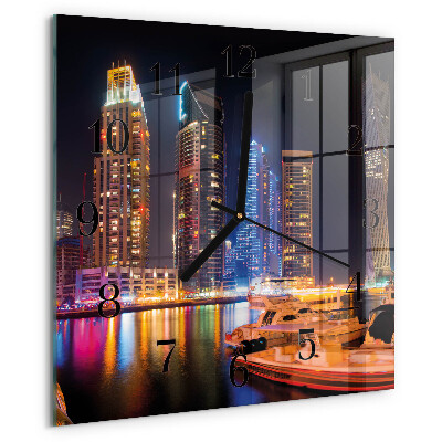 Vierkante glazen wandklok Horizon