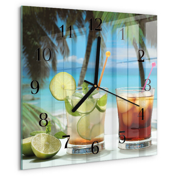 Vierkante glazen wandklok Cocktail