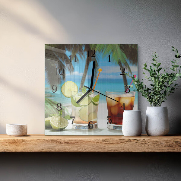Vierkante glazen wandklok Cocktail