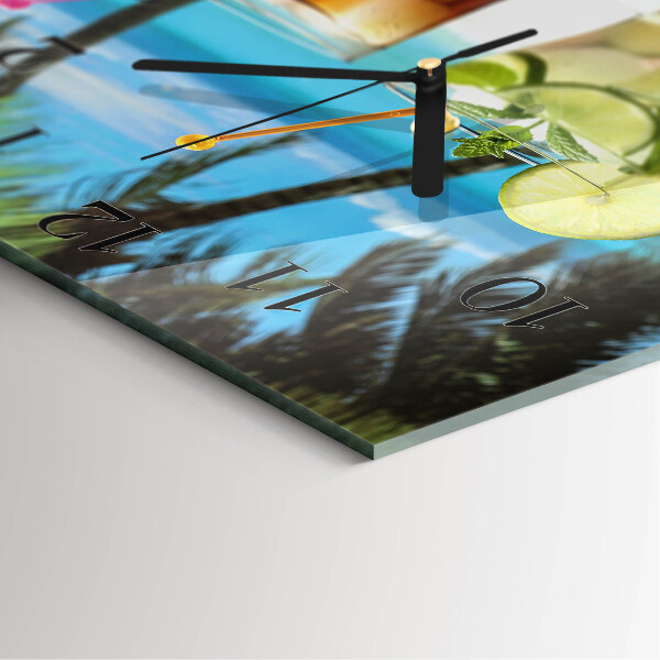 Vierkante glazen wandklok Cocktail