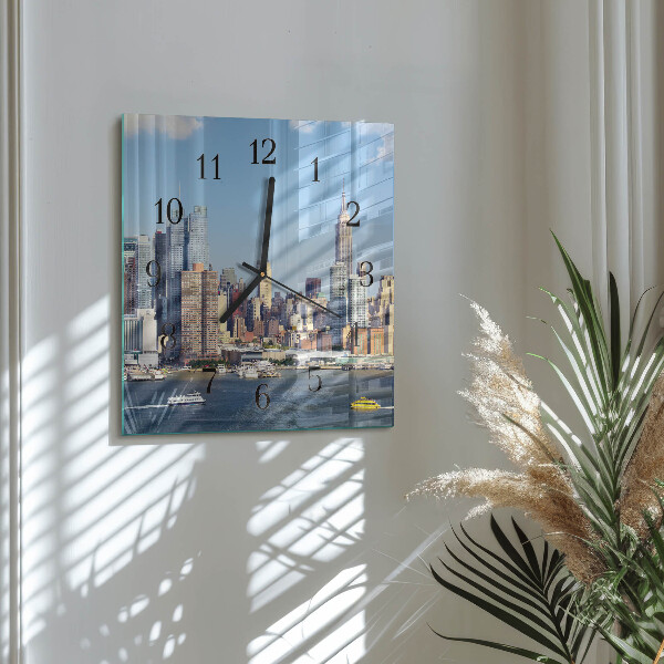 Vierkante glazen wandklok Horizon