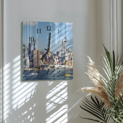 Vierkante glazen wandklok Horizon