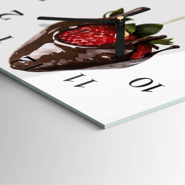 Vierkante glazen wandklok Chocolade