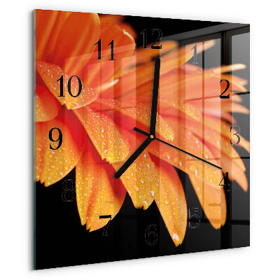 Vierkante glazen wandklok Gerbera
