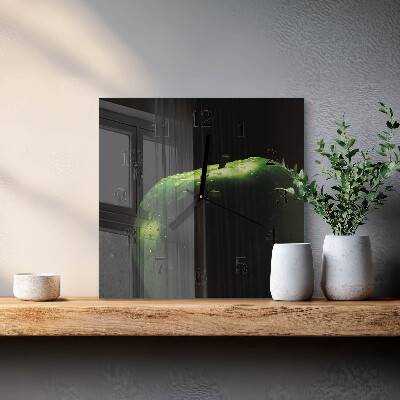 Vierkante glazen wandklok Appel