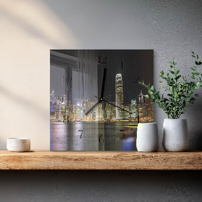 Vierkante glazen wandklok Horizon