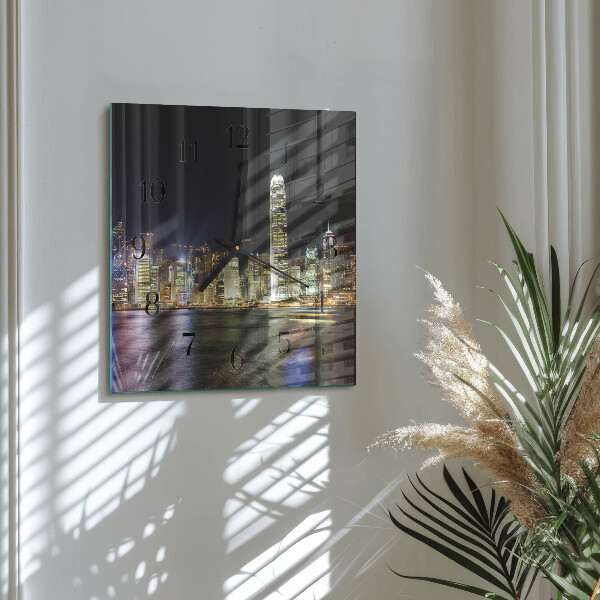 Vierkante glazen wandklok Horizon