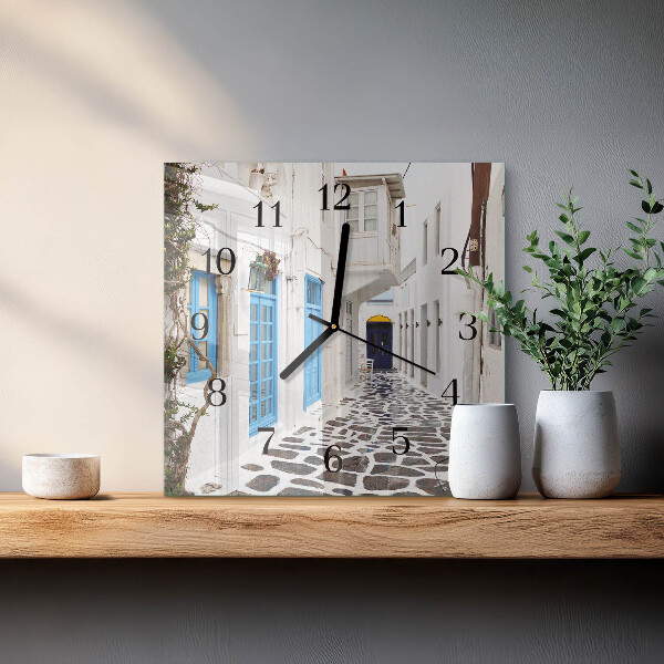 Vierkante glazen wandklok Santorini