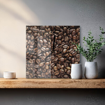Vierkante glazen wandklok Koffiebonen