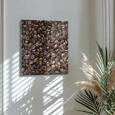 Vierkante glazen wandklok Koffiebonen