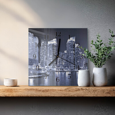 Vierkante glazen wandklok Horizon