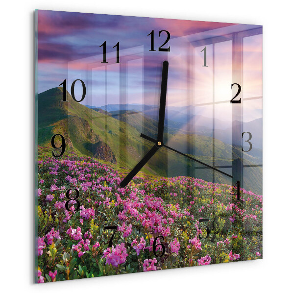 Vierkante glazen wandklok Landschap