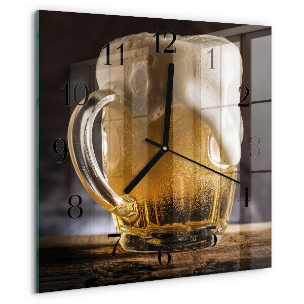 Vierkante glazen wandklok Bier