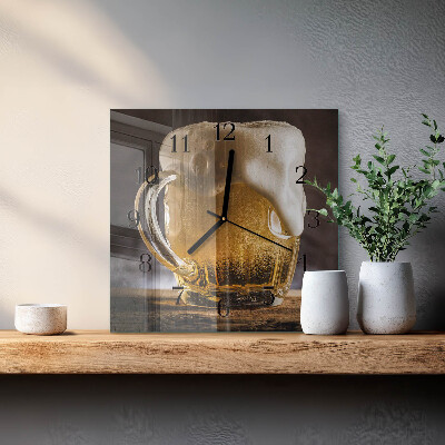 Vierkante glazen wandklok Bier