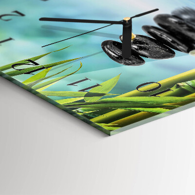 Vierkante glazen wandklok Stenen