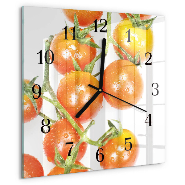 Vierkante glazen wandklok Tomaten