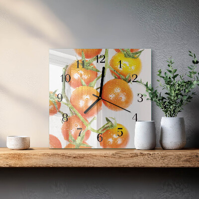 Vierkante glazen wandklok Tomaten