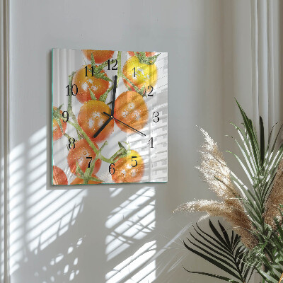 Vierkante glazen wandklok Tomaten