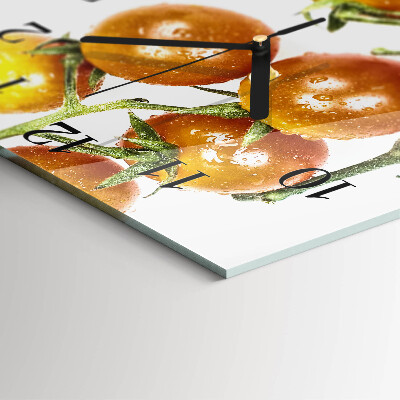 Vierkante glazen wandklok Tomaten