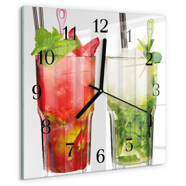 Vierkante glazen wandklok Cocktails