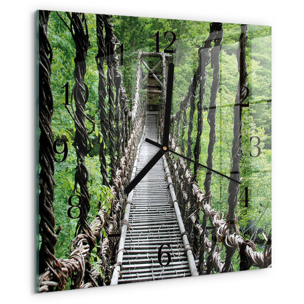 Vierkante glazen wandklok Hangbrug