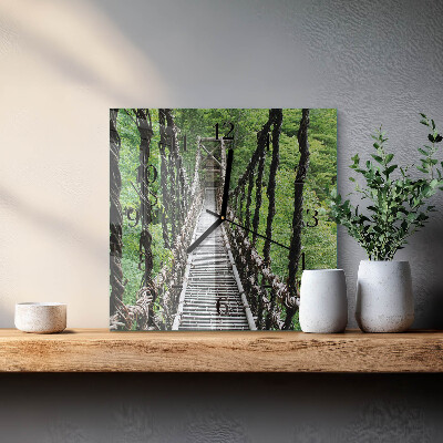 Vierkante glazen wandklok Hangbrug