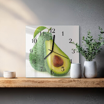 Vierkante glazen wandklok Avocado