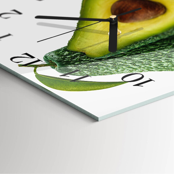 Vierkante glazen wandklok Avocado