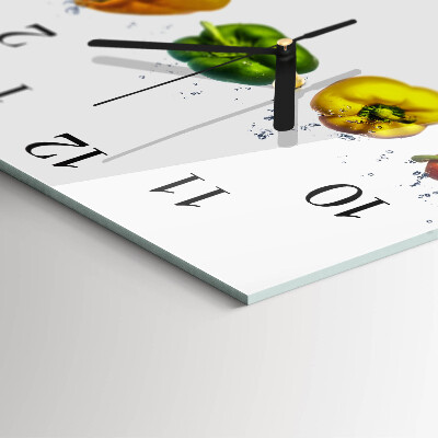Vierkante glazen wandklok Peper
