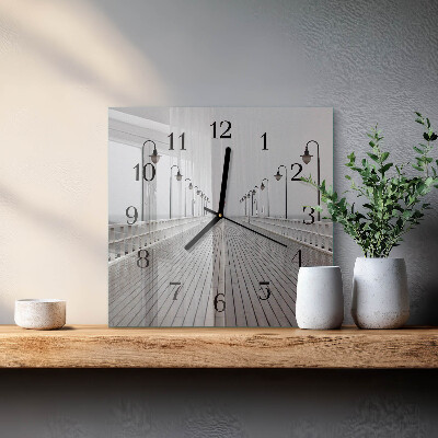 Vierkante glazen wandklok Pier