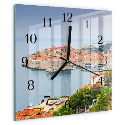 Vierkante glazen wandklok Natuurpad