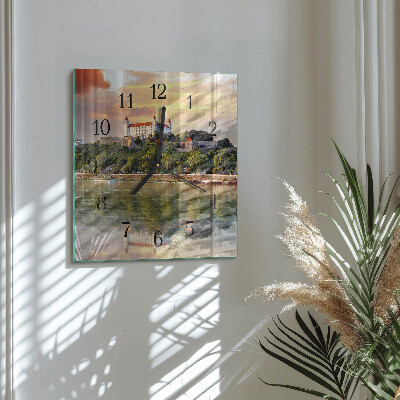Vierkante glazen wandklok Rivierkasteel