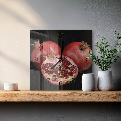 Vierkante glazen wandklok Granaat